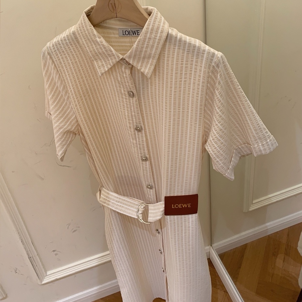 Loewe khaki-colored shirt-collar dress - Picture 3 of 4